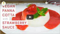 Vegan panna cotta with strawberry sauce - high in protein and l